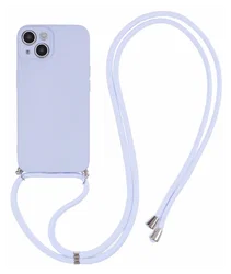 Apple iPhone 14 Hoesje met Koord en Camera Bescherming Back Cover Lichtpaars afbeelding