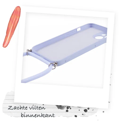 Apple iPhone 14 Hoesje met Koord en Camera Bescherming Back Cover Lichtpaars afbeelding 5