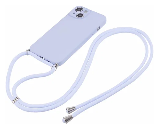 Apple iPhone 14 Hoesje met Koord en Camera Bescherming Back Cover Lichtpaars afbeelding 6