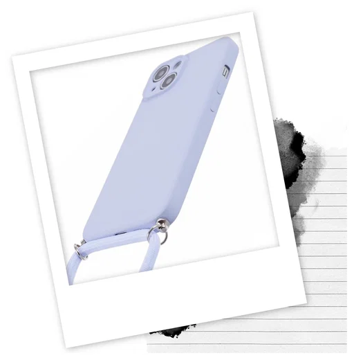 Apple iPhone 14 Hoesje met Koord en Camera Bescherming Back Cover Lichtpaars afbeelding 2