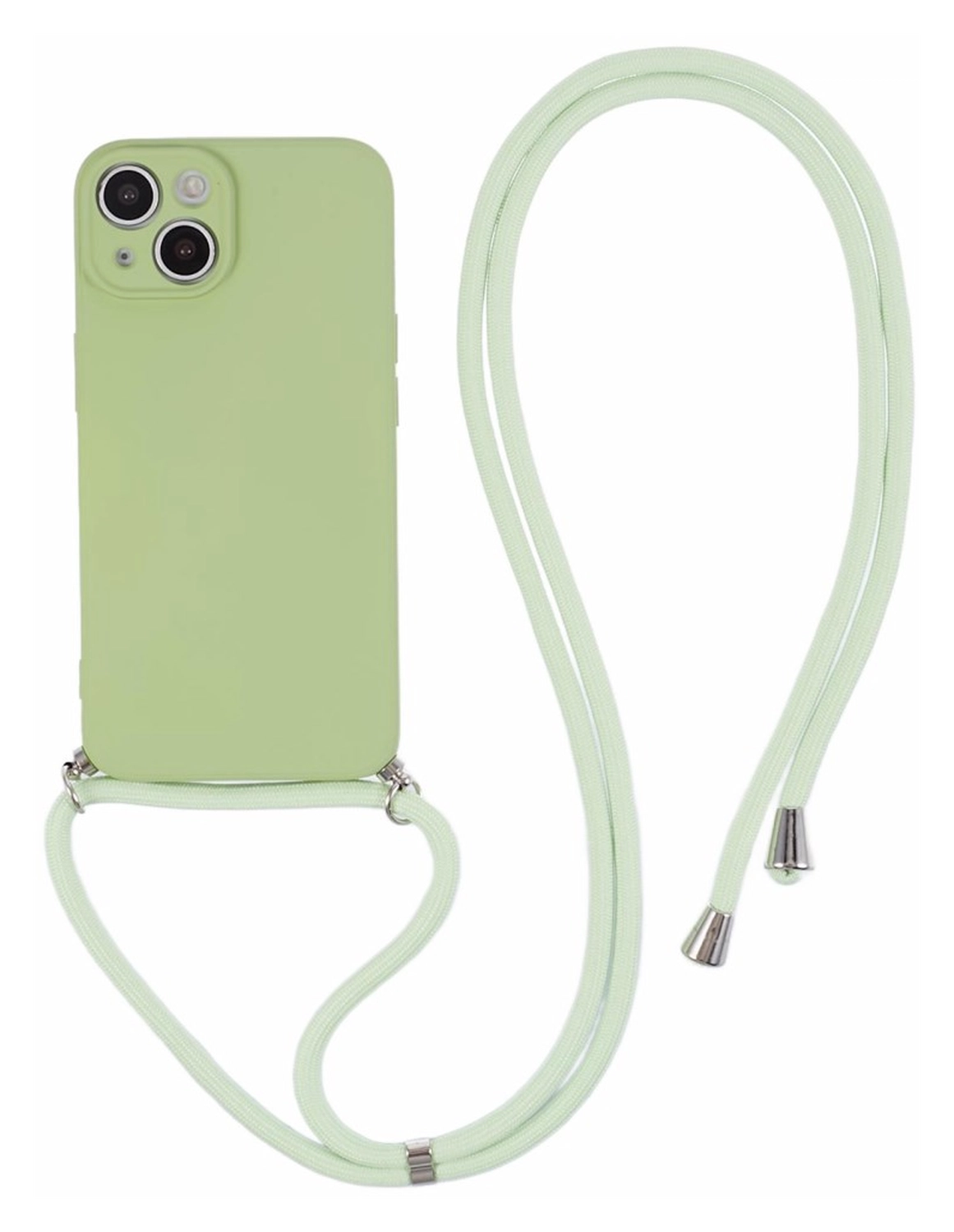 Apple iPhone 14 Hoesje met Koord en Camera Bescherming Back Cover Matcha Groen afbeelding 1
