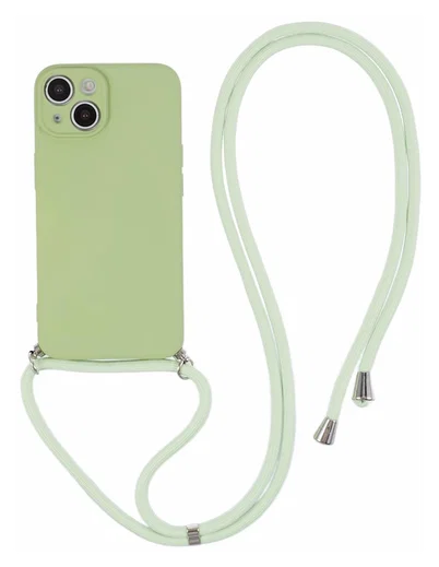 Apple iPhone 14 Hoesje met Koord en Camera Bescherming Back Cover Matcha Groen afbeelding 1
