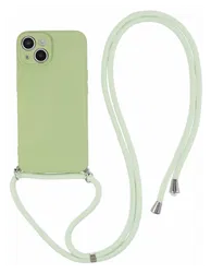 Apple iPhone 14 Hoesje met Koord en Camera Bescherming Back Cover Matcha Groen afbeelding