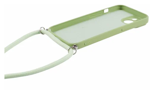 Apple iPhone 14 Hoesje met Koord en Camera Bescherming Back Cover Matcha Groen afbeelding 7