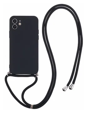 Apple iPhone 11 Hoesje met Koord en Camera Bescherming Back Cover Zwart