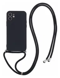 Apple iPhone 11 Hoesje met Koord en Camera Bescherming Back Cover Zwart afbeelding