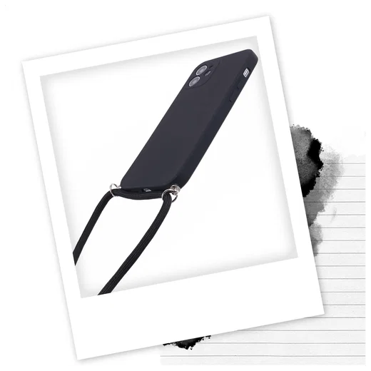 Apple iPhone 11 Hoesje met Koord en Camera Bescherming Back Cover Zwart afbeelding 2