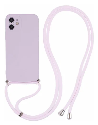 Apple iPhone 11 Hoesje met Koord en Camera Bescherming Back Cover Paars afbeelding 1