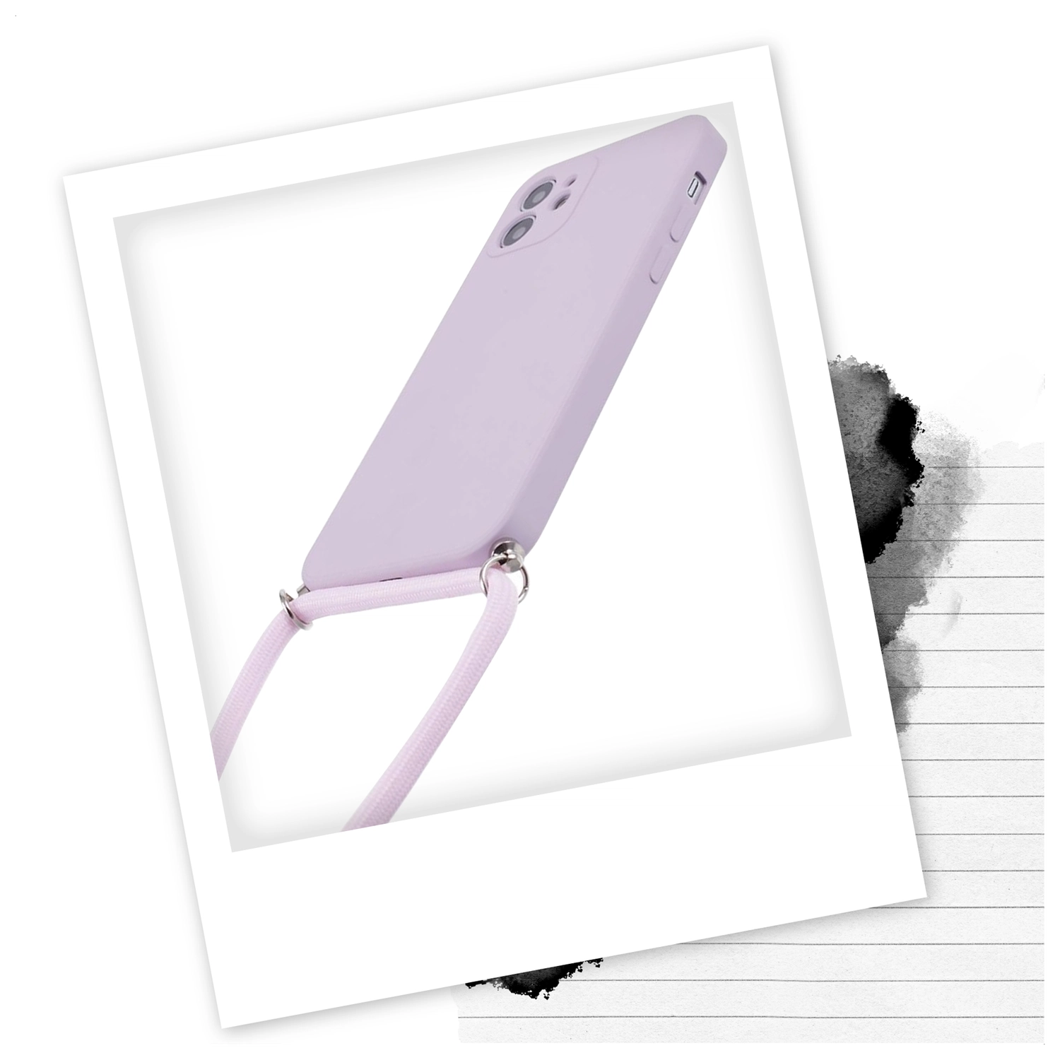 Apple iPhone 11 Hoesje met Koord en Camera Bescherming Back Cover Paars afbeelding 2