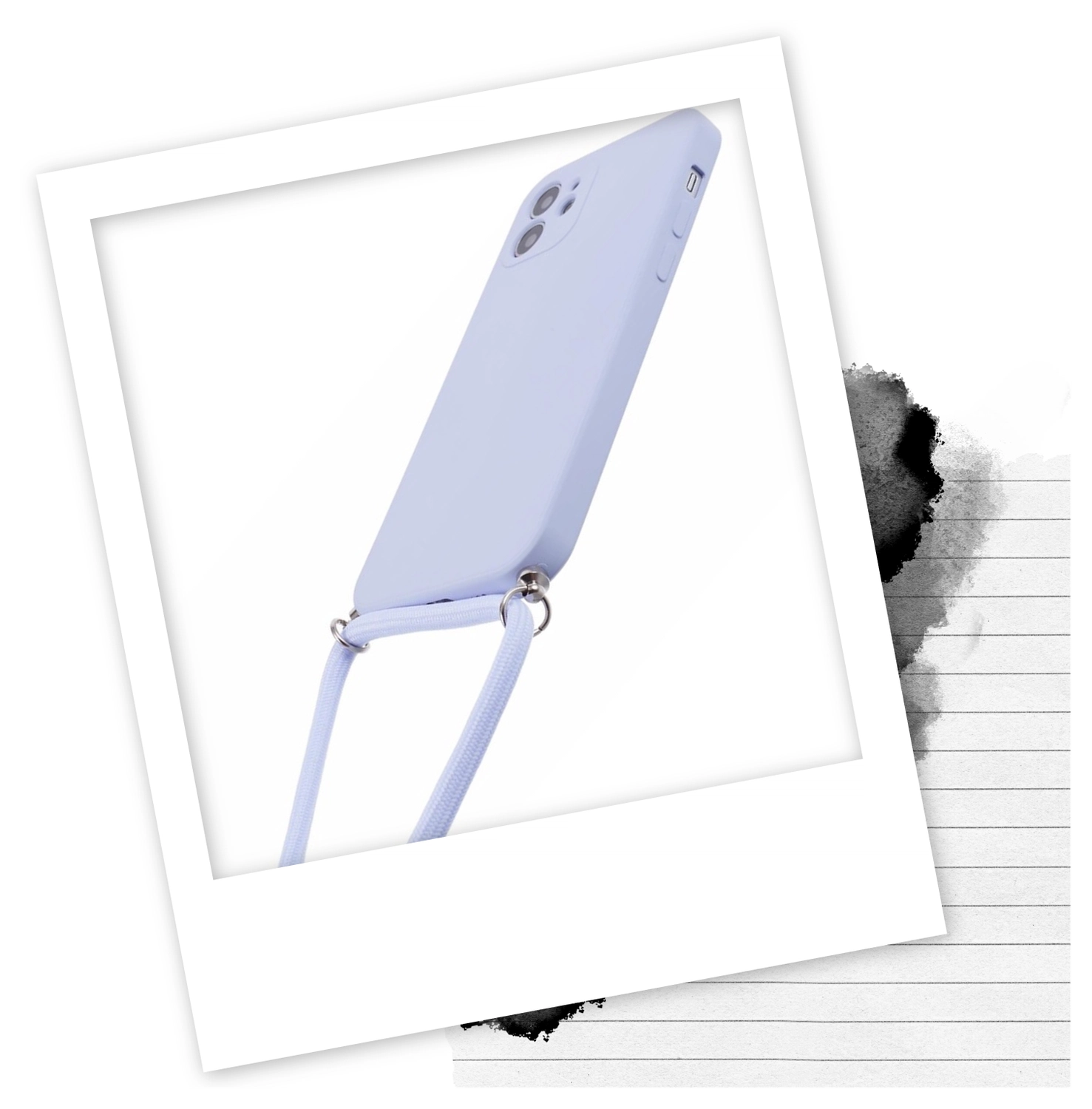 Apple iPhone 11 Hoesje met Koord en Camera Bescherming Back Cover Lichtpaars afbeelding 2
