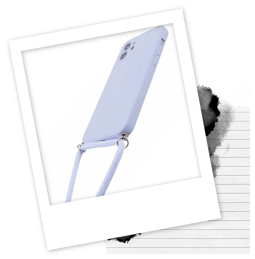 Apple iPhone 11 Hoesje met Koord en Camera Bescherming Back Cover Lichtpaars afbeelding 2