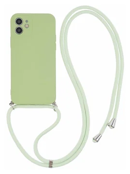 Apple iPhone 11 Hoesje met Koord en Camera Bescherming Back Cover Matcha Groen