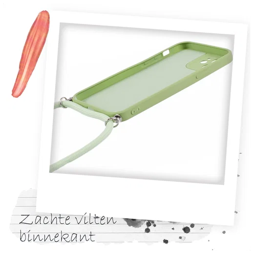 Apple iPhone 11 Hoesje met Koord en Camera Bescherming Back Cover Matcha Groen afbeelding 5