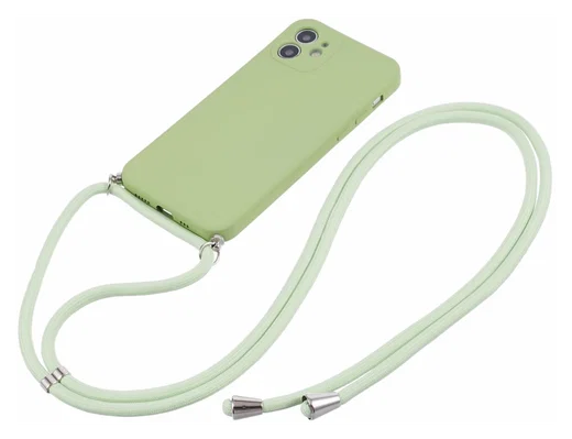 Apple iPhone 11 Hoesje met Koord en Camera Bescherming Back Cover Matcha Groen afbeelding 6