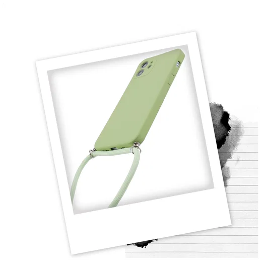 Apple iPhone 11 Hoesje met Koord en Camera Bescherming Back Cover Matcha Groen afbeelding 2