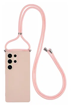 Samsung S25 Ultra Hoesje met Koord en Camera Bescherming Back Cover Roze