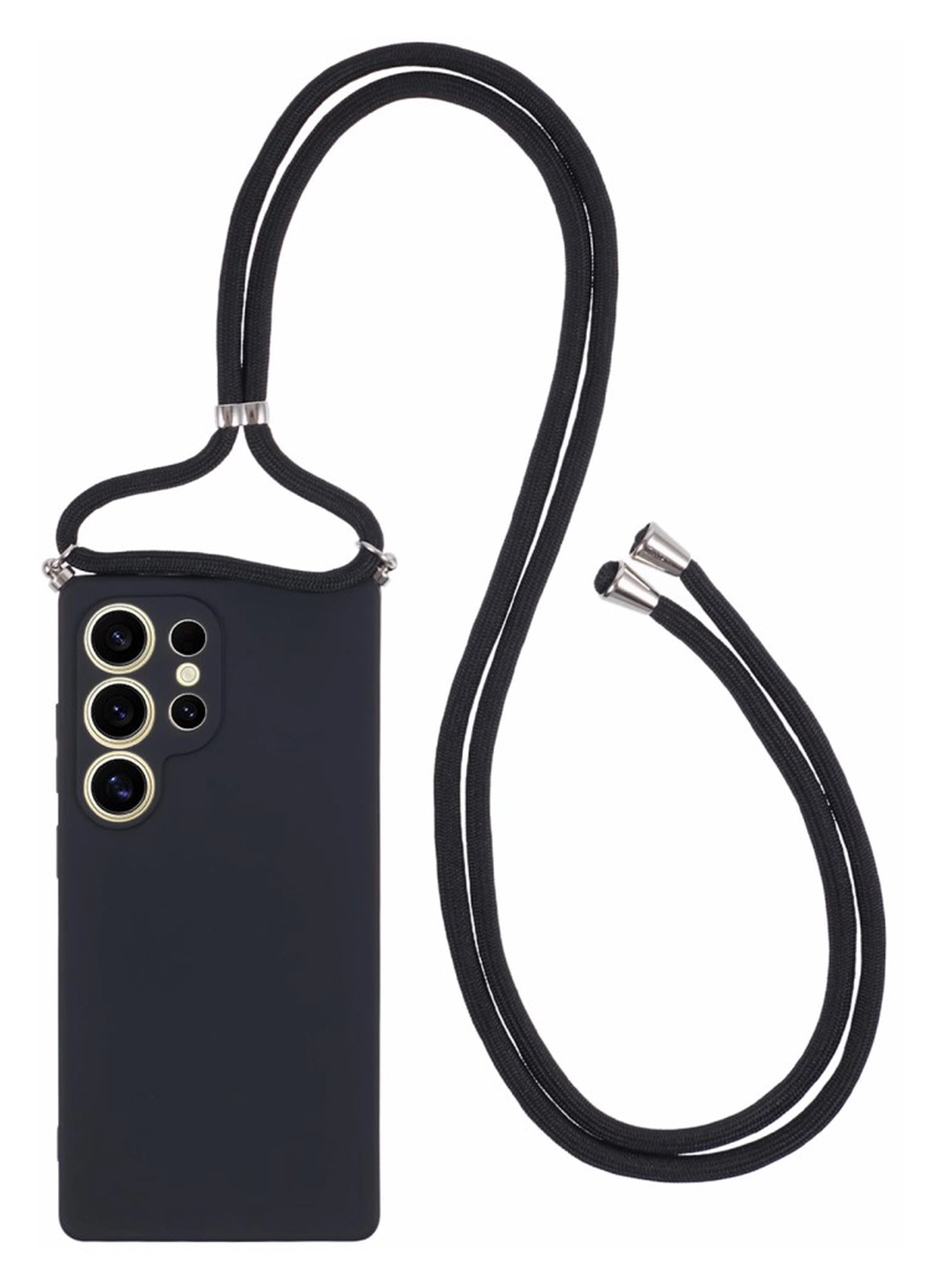 Samsung S25 Ultra Hoesje met Koord en Camera Bescherming Back Cover Zwart afbeelding 1