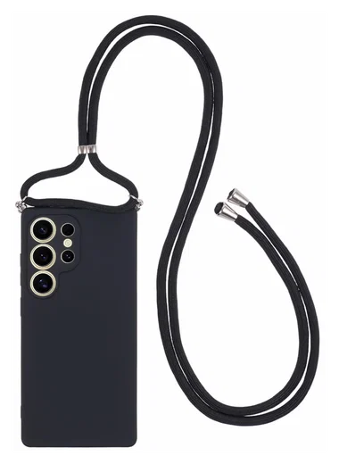 Samsung S25 Ultra Hoesje met Koord en Camera Bescherming Back Cover Zwart afbeelding 1