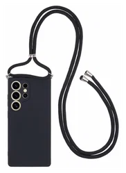 Samsung S25 Ultra Hoesje met Koord en Camera Bescherming Back Cover Zwart afbeelding