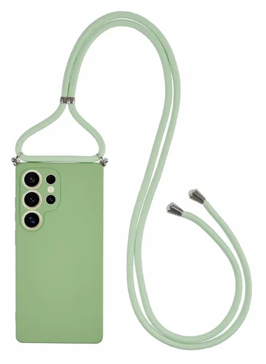 Samsung S25 Ultra Hoesje met Koord en Camera Bescherming Back Cover Matcha Groen afbeelding 1