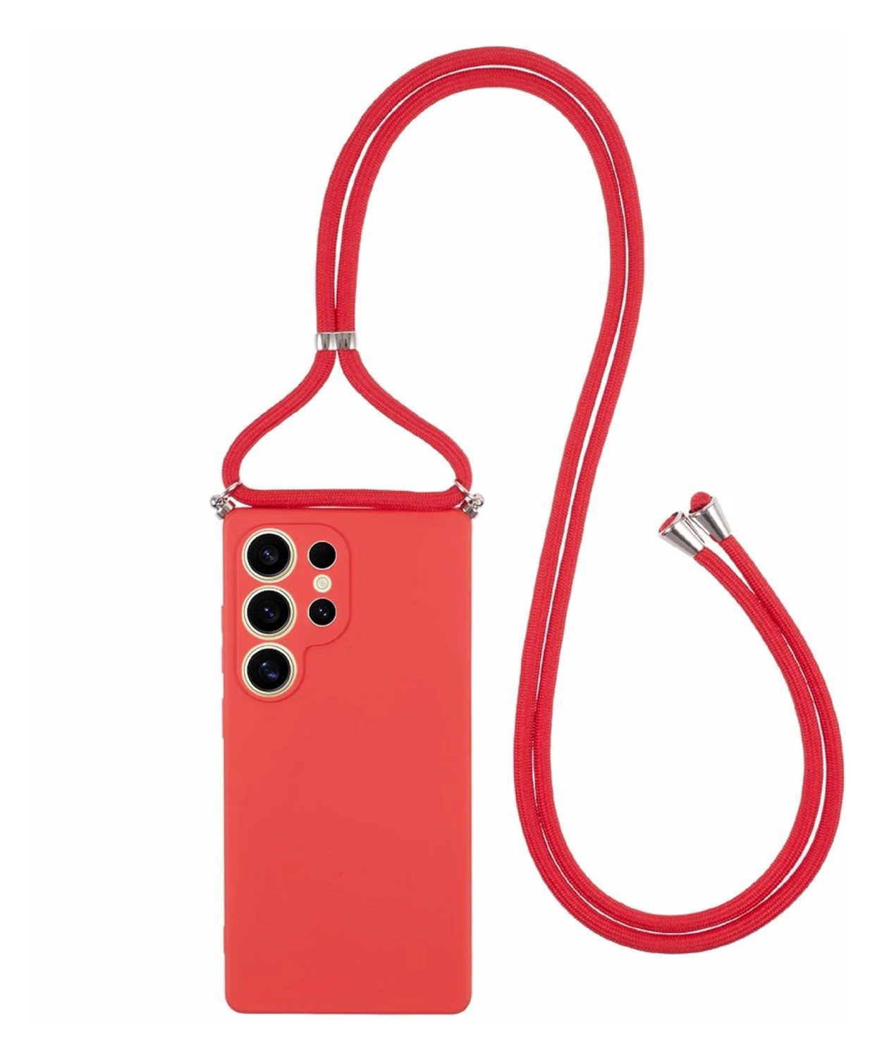Samsung S25 Ultra Hoesje met Koord en Camera Bescherming Back Cover Rood afbeelding 1