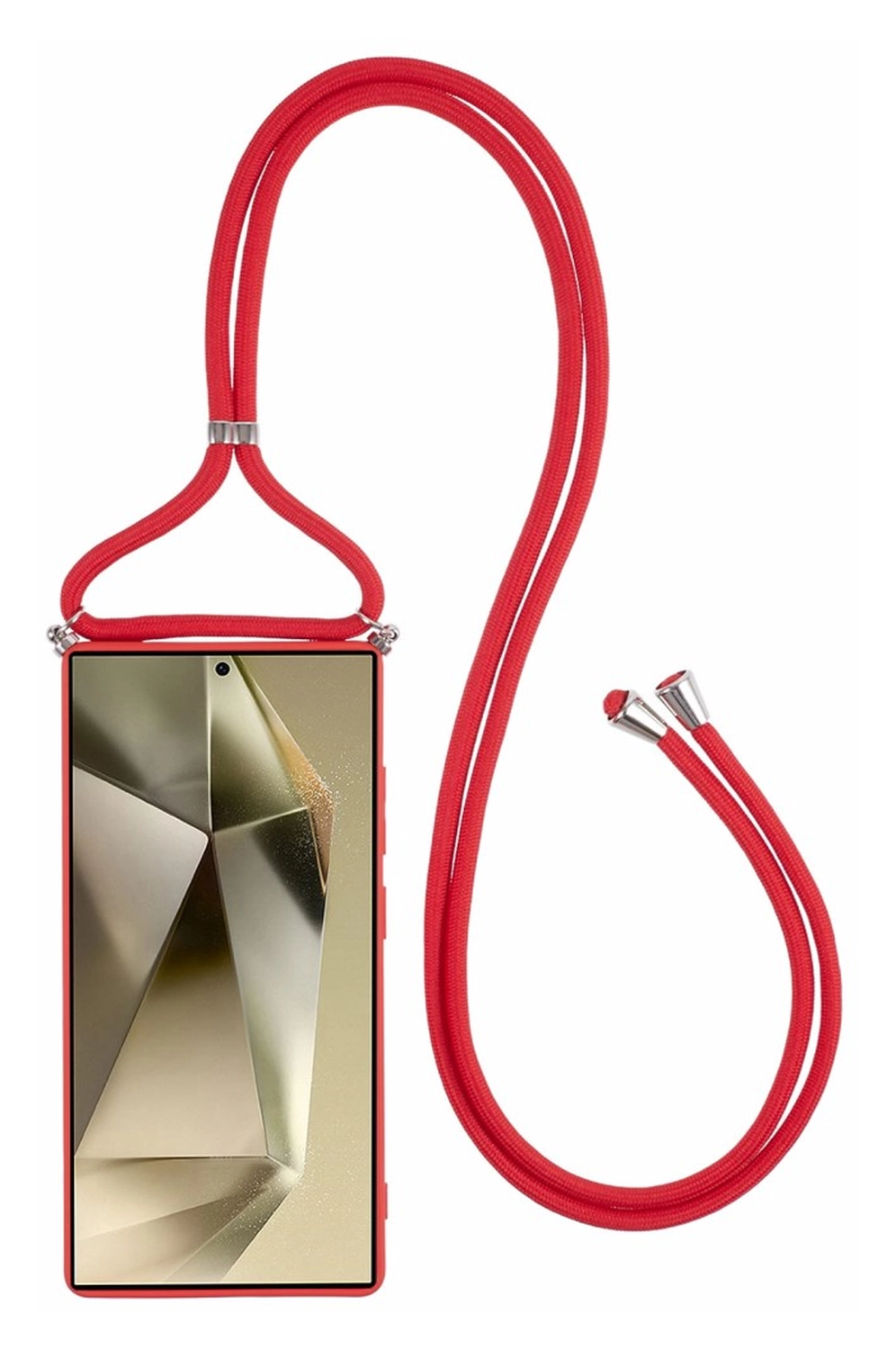 Samsung S25 Ultra Hoesje met Koord en Camera Bescherming Back Cover Rood afbeelding 6