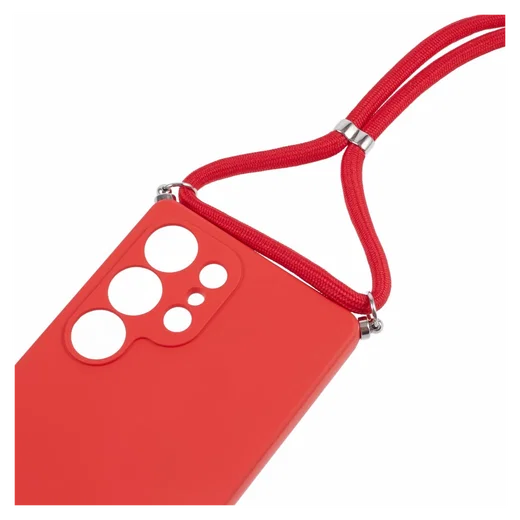 Samsung S25 Ultra Hoesje met Koord en Camera Bescherming Back Cover Rood afbeelding 8