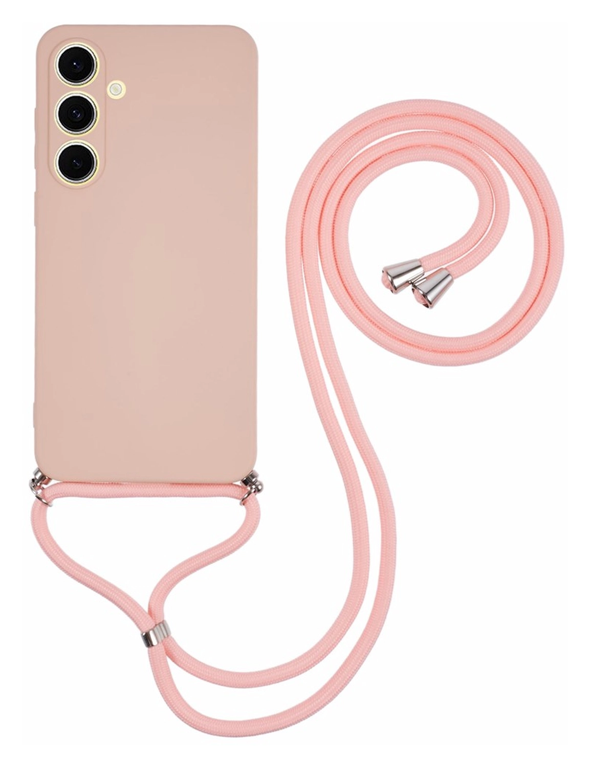 Samsung Galaxy S25 Hoesje met Koord en Camera Bescherming Back Cover Roze afbeelding 1
