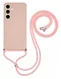 Samsung Galaxy S25 Hoesje met Koord en Camera Bescherming Back Cover Roze