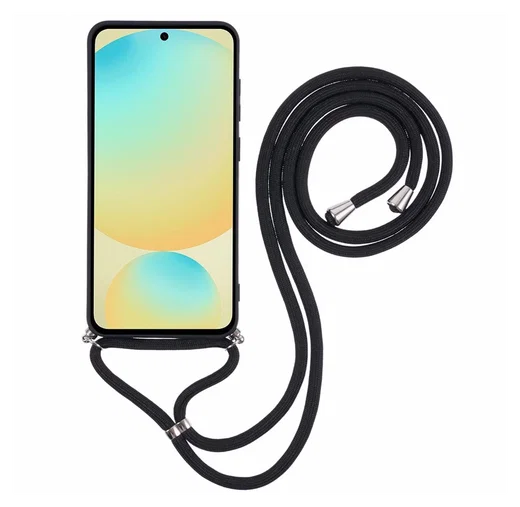 Samsung Galaxy S25 Hoesje met Koord en Camera Bescherming Back Cover Zwart afbeelding 6