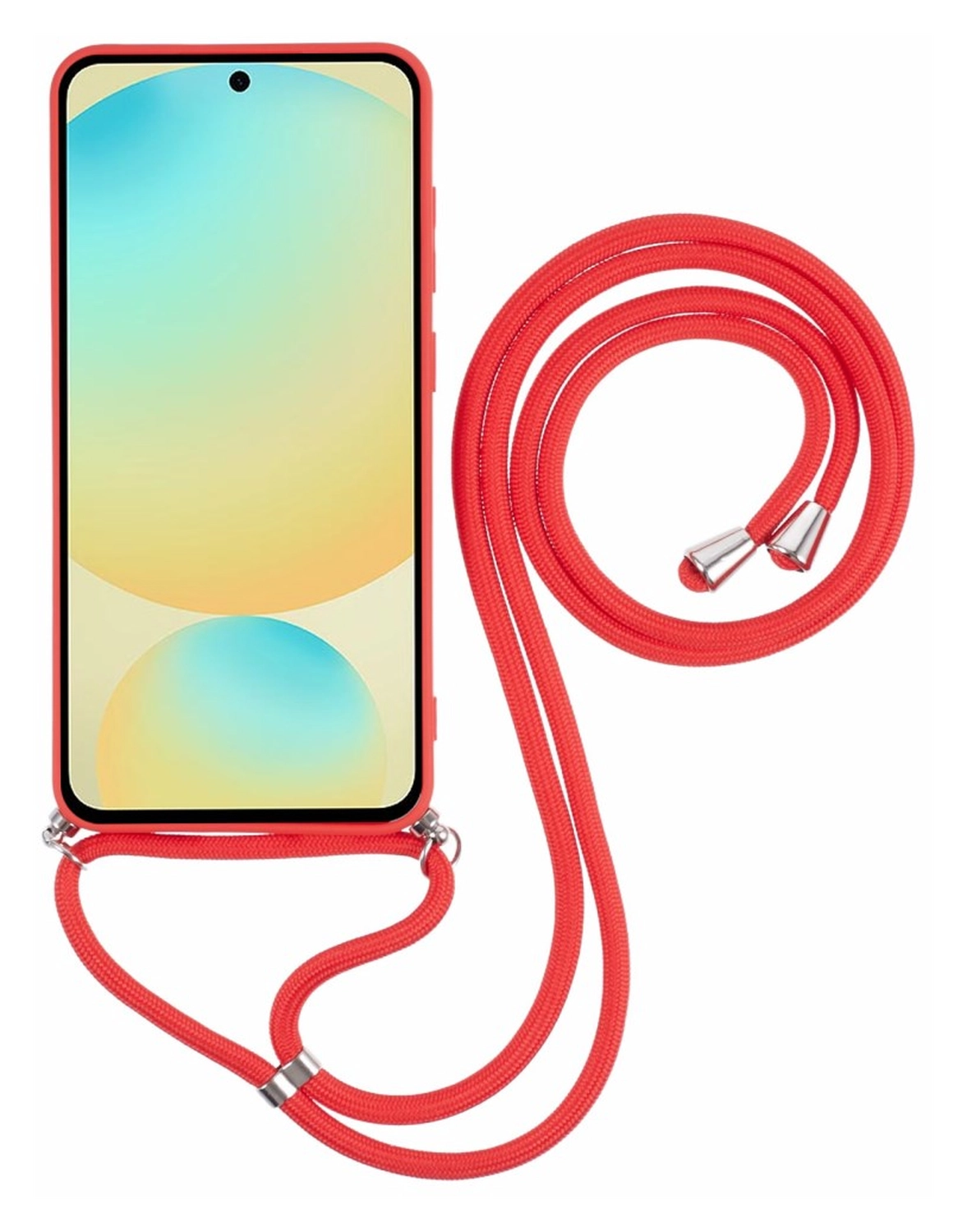 Samsung Galaxy S25 Hoesje met Koord en Camera Bescherming Back Cover Rood afbeelding 6