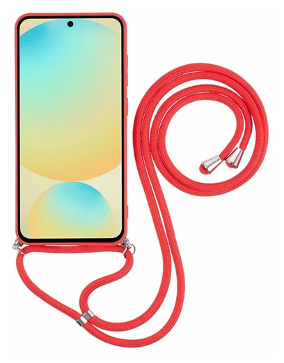 Samsung Galaxy S25 Hoesje met Koord en Camera Bescherming Back Cover Rood afbeelding 6