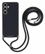 Samsung S25 Plus Hoesje met Koord en Camera Bescherming Back Cover Zwart