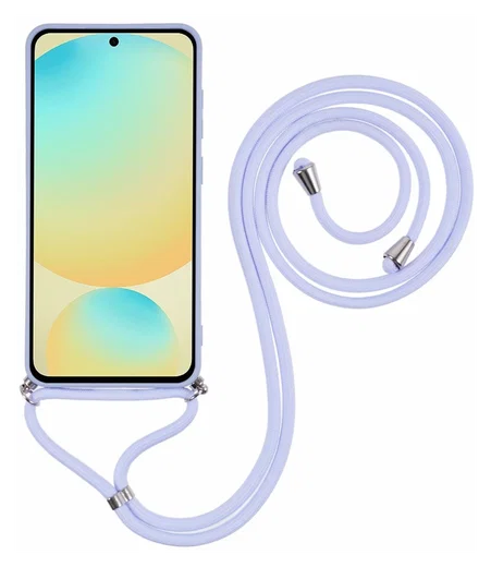 Samsung S25 Plus Hoesje met Koord en Camera Bescherming Back Cover Lichtpaars afbeelding 2