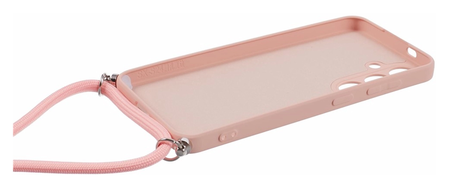 Samsung S24 Hoesje met Koord en Camera Bescherming Back Cover Roze afbeelding 6