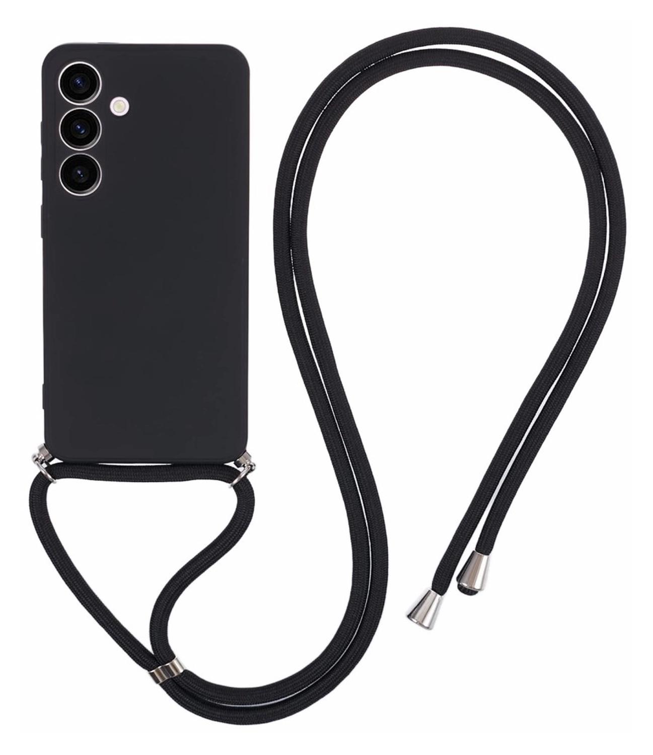Samsung S24 Hoesje met Koord en Camera Bescherming Back Cover Zwart afbeelding 1