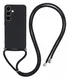 Samsung S24 Hoesje met Koord en Camera Bescherming Back Cover Zwart