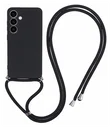 Samsung S24 Hoesje met Koord en Camera Bescherming Back Cover Zwart