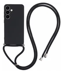 Samsung S24 Hoesje met Koord en Camera Bescherming Back Cover Zwart afbeelding