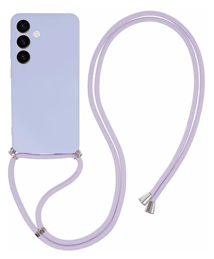 Samsung S24 Hoesje met Koord en Camera Bescherming Back Cover Lichtpaars afbeelding 1