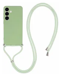 Samsung S24 Hoesje met Koord en Camera Bescherming Back Cover Matcha Groen afbeelding
