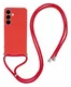 Samsung S24 Hoesje met Koord en Camera Bescherming Back Cover Rood