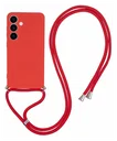 Samsung S24 Hoesje met Koord en Camera Bescherming Back Cover Rood