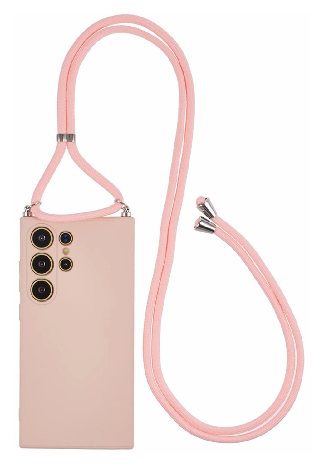 Samsung S24 Ultra Hoesje met Koord en Camera Bescherming Back Cover Roze afbeelding 1