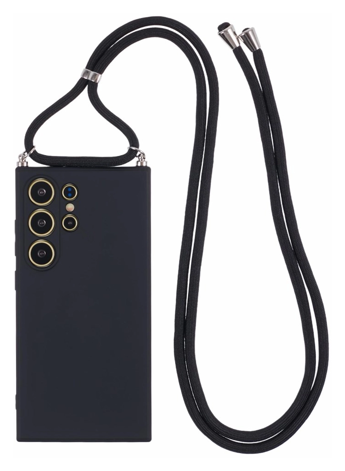 Samsung S24 Ultra Hoesje met Koord en Camera Bescherming Back Cover Zwart afbeelding 1