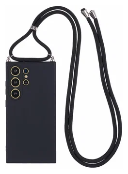 Samsung S24 Ultra Hoesje met Koord en Camera Bescherming Back Cover Zwart