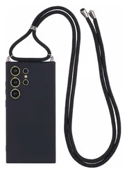 Samsung S24 Ultra Hoesje met Koord en Camera Bescherming Back Cover Zwart afbeelding