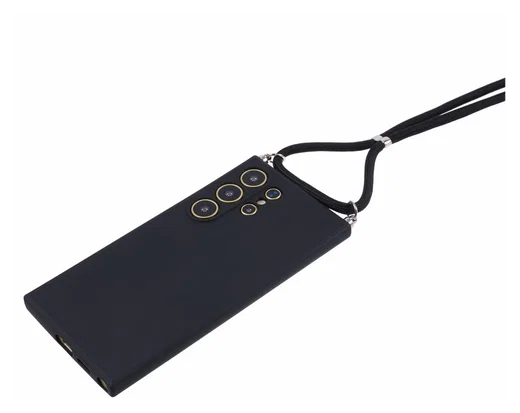 Samsung S24 Ultra Hoesje met Koord en Camera Bescherming Back Cover Zwart afbeelding 7