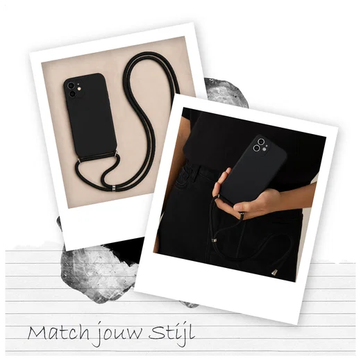 Samsung S24 Ultra Hoesje met Koord en Camera Bescherming Back Cover Zwart afbeelding 3