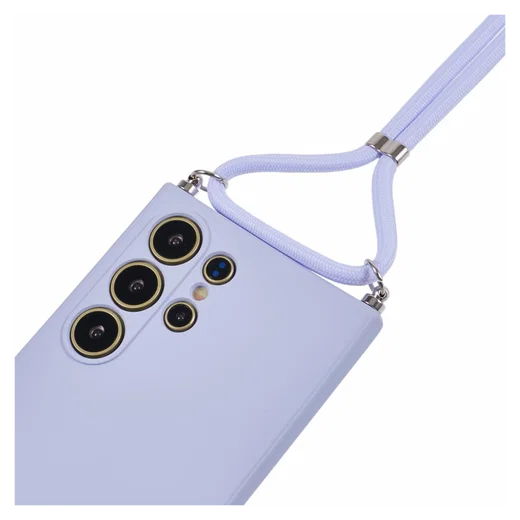 Samsung S24 Ultra Hoesje met Koord en Camera Bescherming Back Cover Lichtpaars afbeelding 8